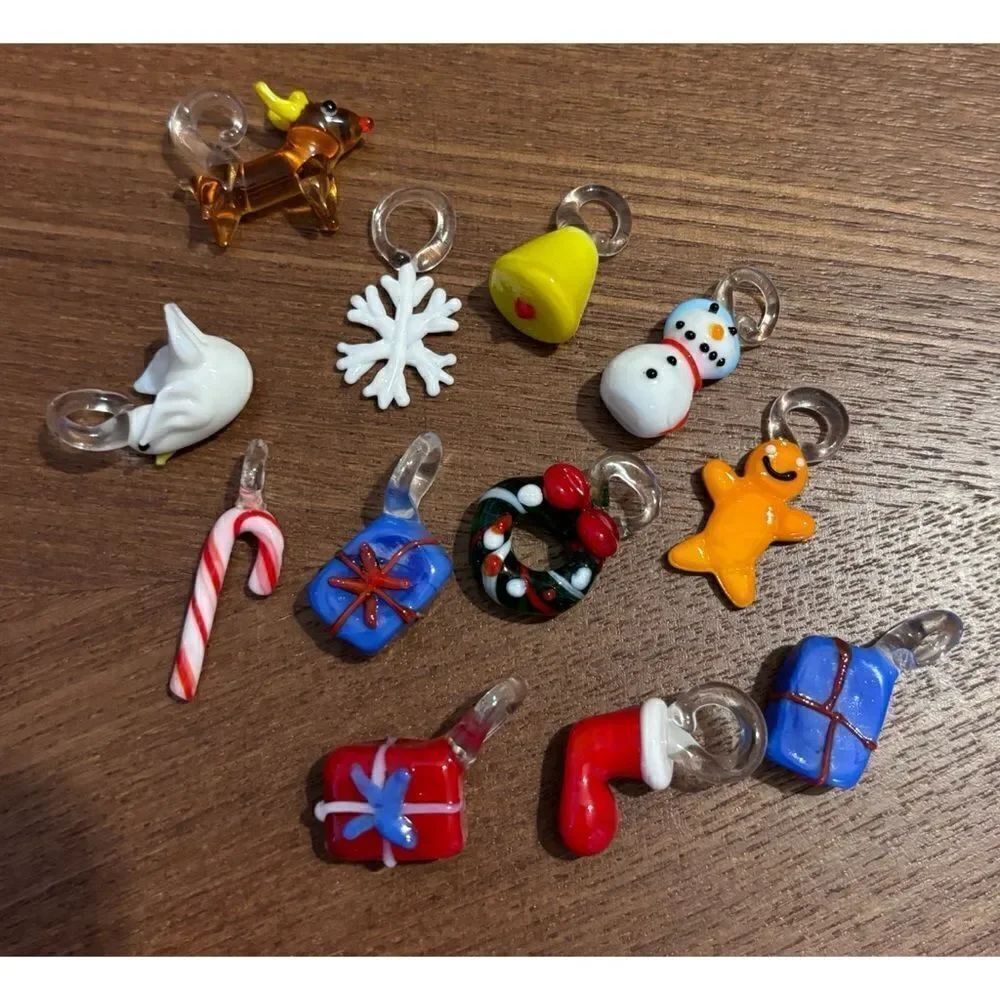 Vintage MURANO 12 Mini Glass Ornaments/ Néw
